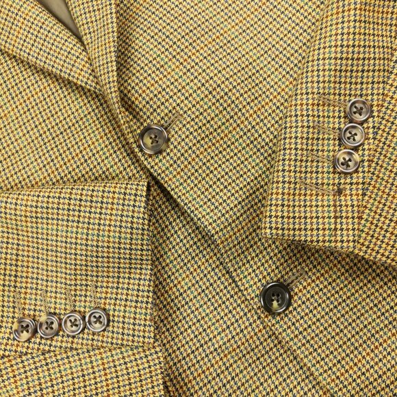 Jack Victor x Saks Sport Coat 100% Italian Cashmere Houndstooth Checked 46R - Picture 4 of 14